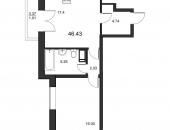 Объявление №47360367: Евро-двушка S=46.43 м2 в ЖК Leningrad